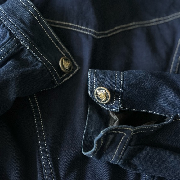 Versace Jeans Couture Dark Navy Denim Jacket with White Stitching - Picture 6 of 6